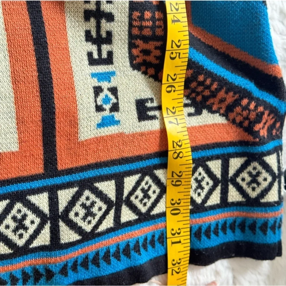 Anthropologie Flying Tomato Aztec Sweater Dress Black Blue Orange - Picture 9 of 9